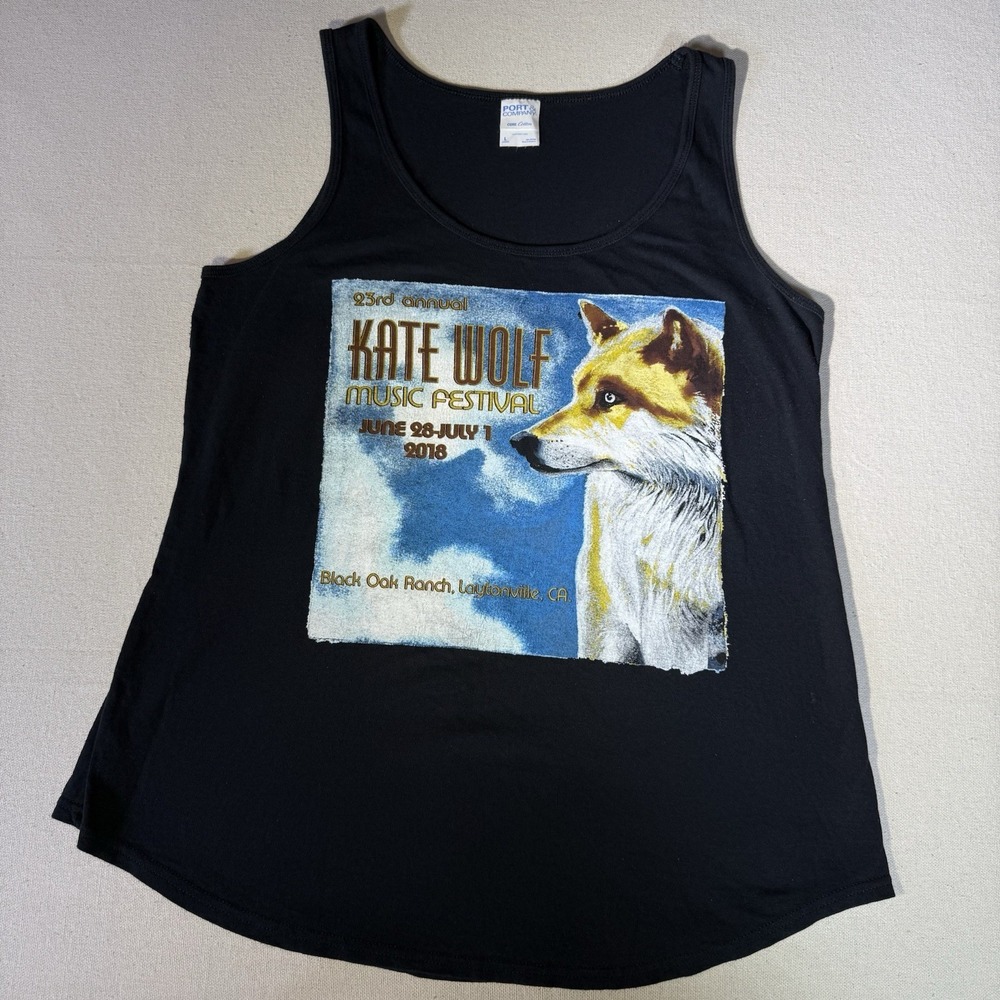 Kate Wolf Music Festival Tank Top 2018 Black Large Good Color Great Graphic